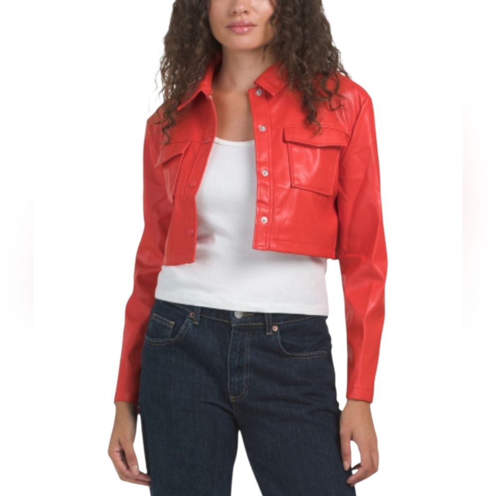 ❤️LOVE TREE Red Faux Leather Jacket